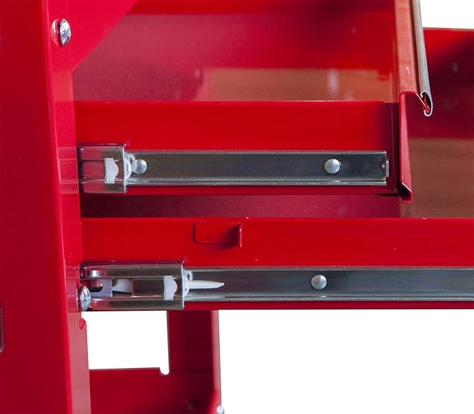 Wolf Rolling Garage Workshop Tool Organizer: 2 Drawer Tool Chest Tray with Top Work Surface and Storage Push Cart, Red, Large