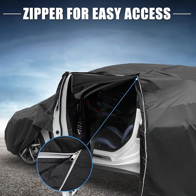 X AUTOHAUX Car Cover for Toyota Camry 2007-2022 210D-PU Outdoor Full Car Cover All Weather with Door Zipper for Waterproof Windproof Sun Rain Snow Protection