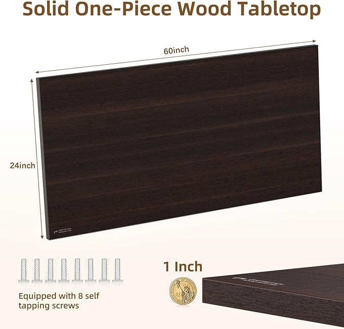 Universal Solid One-Piece Wood Table Top, 60"x24"x1" Workbench Top - Rectangular Particle Board for Standing Desk, Home Office Desk Countertop DlY, Washer Dryer, Coffee, Bar Tabletop