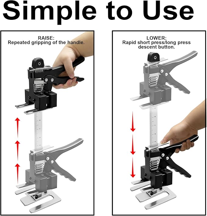 Greywolf Labor Saving Arm Jack 2 Pack, 15.5 Inch Manual Jack Tool, Multi-Function Furniture Lift, Bearing 440 lbs Lift 6.7 Inch, for Cabinet and Wall Tile Height Adjuster Handheld Tool