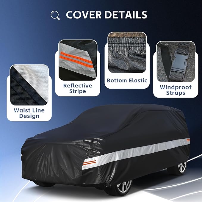 10 Layers Minivan Car Cover Custom Fit for Toyota Sienna (2010-2025) Waterproof All Weather for Automobiles, Outdoor Full Cover Sun UV Rain Protection with Cotton.Black