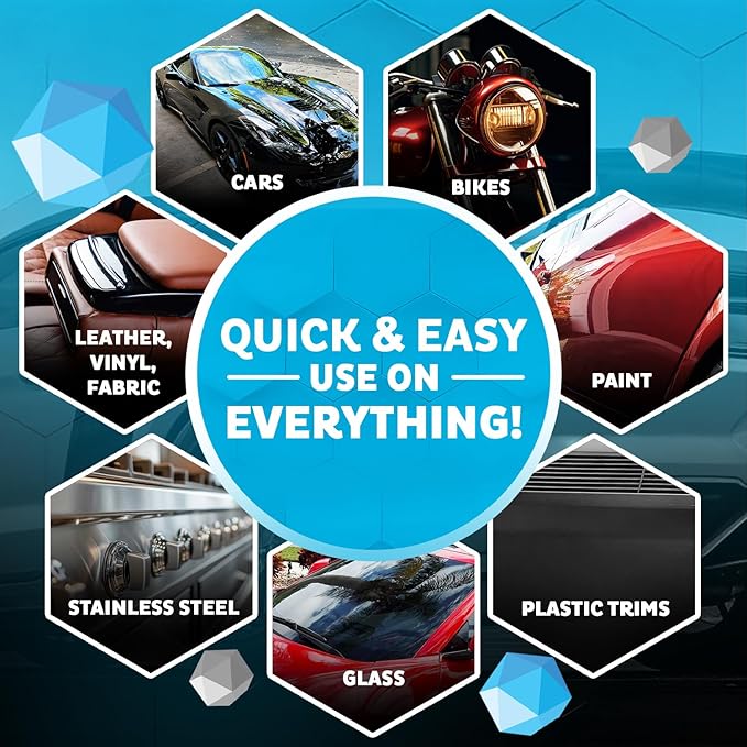 MAXLONE ™ Car Spray with Triphene® Technology, Quick Spray & Wipe All Purpose Waterless Detailer Clean, Shine, Protect Paint, Glass, Wheels, Trim Without Pre-Washing (3, 20oz w 6 Micro Fiber Cloth)