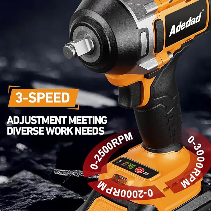 1000N.m Cordless Impact Wrench 1/2 inch,20V 740ft-lbs High Torque Impact Gun with 2 x 4.0 AH Batteries,Sockets and Case,Brushless Power Impact Driver for Automotive and Heavy Duty Use