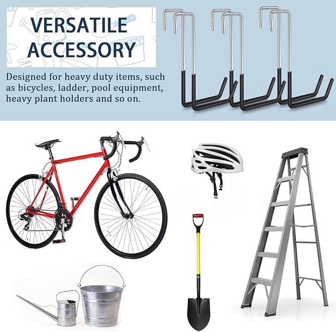 BOBOKA 12 Pack Heavy Duty Rafter Hooks for Hanging Vinyl Coated Large S Hooks for Hanging Ladder Bike Hangers Garage Storage Organizer Black