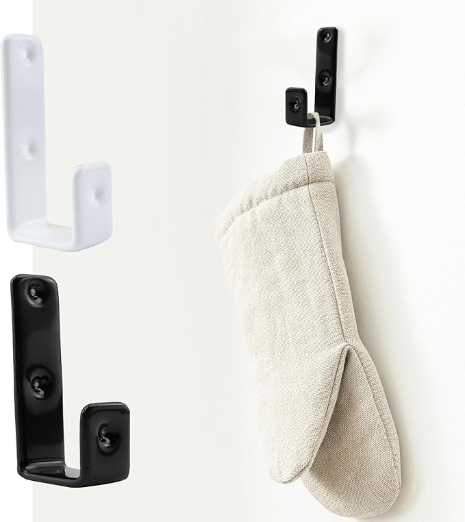 Coshar Heavy Duty Hook Bracket Coated Stainless Steel J Hooks 1-Inch Inner Bunk Bed Ladder Hook Hardware for Bed Decor, Garage Storage, Cable Tool Organization - 4Pcs White