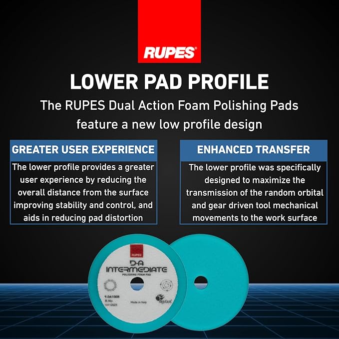 RUPES 9.DA100B Pack of 48 Light Blue D-A Intermediate Foam Polishing Pads 100mm | Ideal for Paint Correction| Improves Finishing Performance | Compatible with 4" Backing Plate