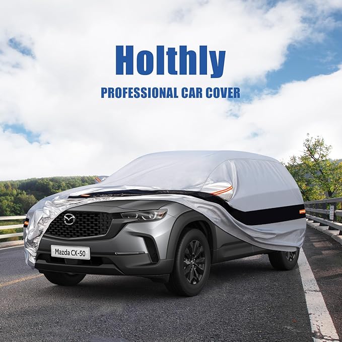 10 Layers SUV Car Cover Custom Fit for Mazda CX-5 CX5 CX-50 CX50 (2012-2024) Waterproof All Weather for Automobiles, Outdoor Full Cover Rain Sun UV Protection.Silver