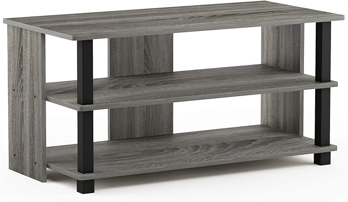 Furinno Turn-N-Tube Shoe Rack, 3-Tier Shoe Organizer, Shoe Storage with Compact Open Shelves, 15.5 x 31.5 x 15.7, for Closet Entryway, Office, Garage, French Oak/Black