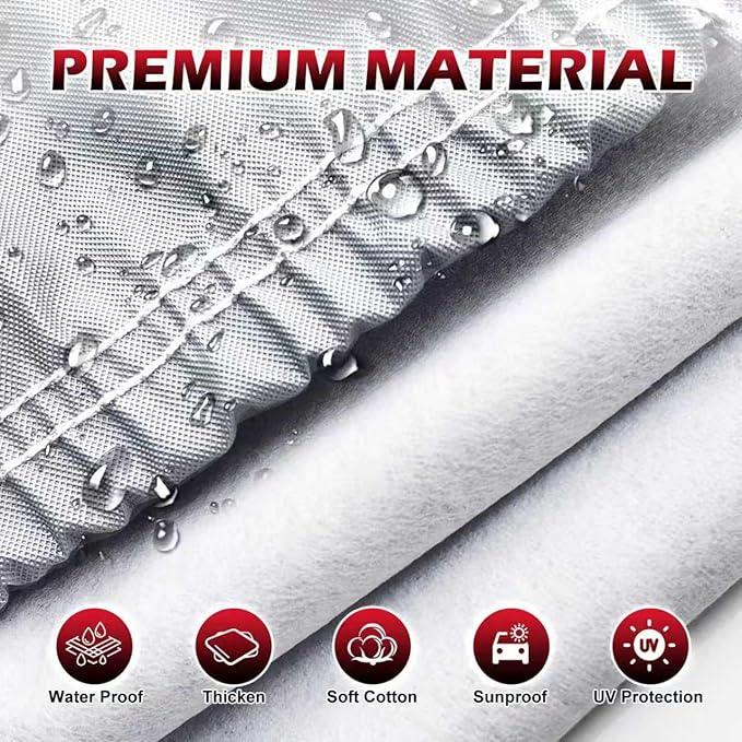 Large Sedan Car Covers Outdoor, Universal Fit for Mercury Grand Marquis, Ford Crown Victoria, Cadillac Deville, Lincoln Town Car, Length up to 215 Inches with Red Reflective Strip