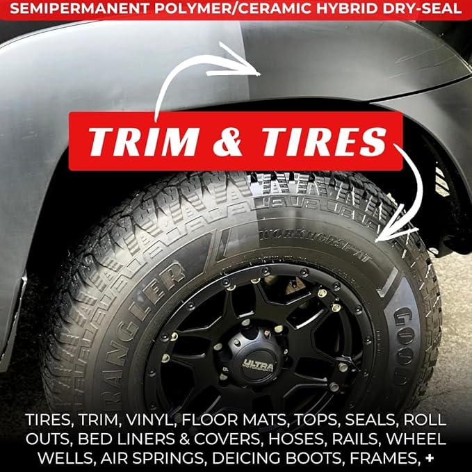 RENEW PROTECT - SATN - Real Restoration & True Protection, Dry-Seal Protectant for Tire & Trim, Low- Mid Shine, Mats - RV- Motorcycle-Safe, Acrylic Ceramic-Hybrid Protectant, Wash-Proof, 5 min 16oz