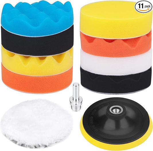 5 Inch Buffing and Polishing Pad Kit 11 PCS with Drill Adapter