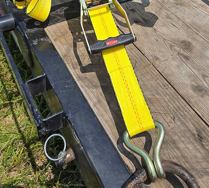 Mytee Products 2 Pack 2" x 27' Ratchet Straps with Wire Hooks 10,000 lbs Breaking Strength - Heavy Duty Cargo Tie Down Straps for Truck, Trailers, Moving Appliances, Motorcycles & Flatbed Loads