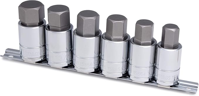 Titan 16156 SAE Large Hex Bit Socket Set â€“ 6 Piece