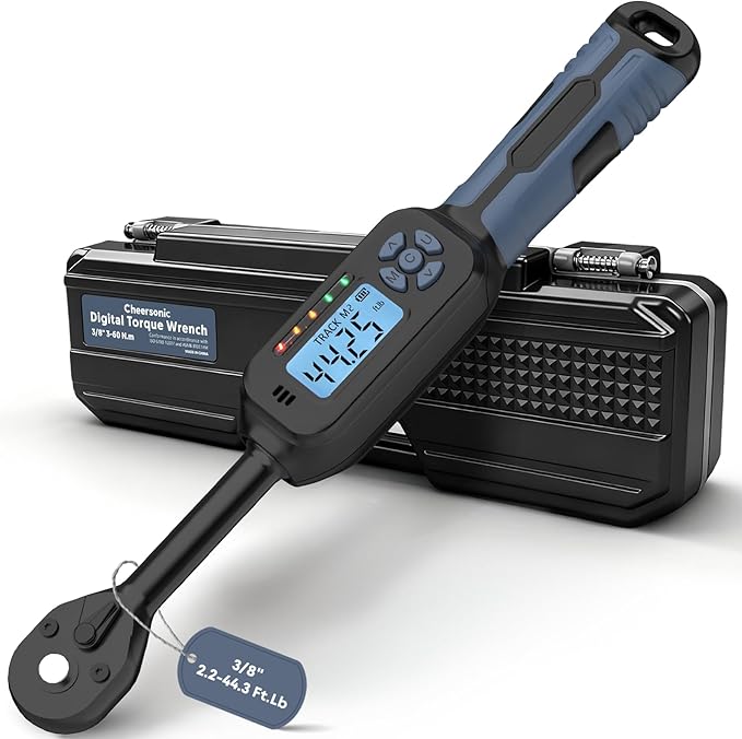 Digital Torque Wrench| ±2% Accuracy | Dual Alarm System | Short Handle Design | Electronic Torque Wrench Digital for Bicycle Moto/Auto Blue1 3/8" 3-60 N.m