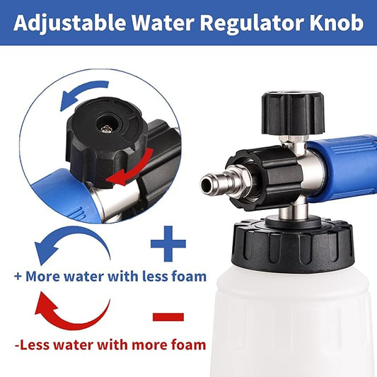 FENG PAI Foam Cannon for Pressure Washer with Dual Connector Accessory & 7 Sprayer Nozzles, Dual Lance Soap Cannon, Double Tip Soap Attachment for Foam Blaster, 1/4" Quick Connect, 3600 PSI (White)