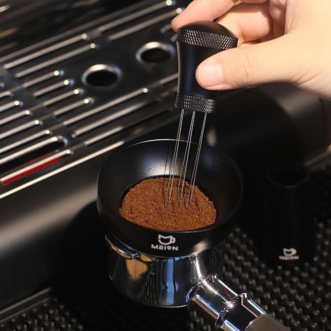 58mm Dosing Funnel and 58.5mm Puck Screen and Espresso Distribution Tool Set, Magnetic Coffee Funnel, Reusable 58.5mm Espresso Puck Screen(Black)
