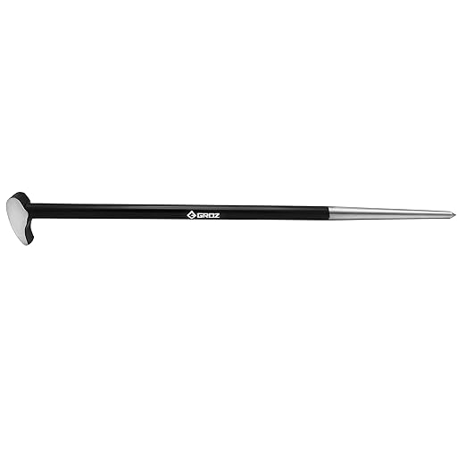 Groz 33153 20" Roll Head Pry Bar - Chrome Vanadium Steel, Heavy-Duty Forged Construction, Automotive Alignment Tool