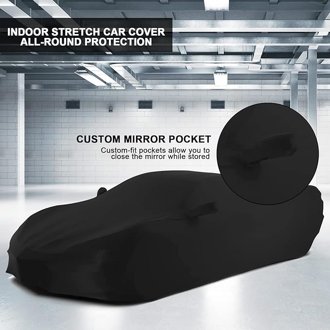 Car Cover Indoor Compatible with Corvette C8 Stingray, Z06, Z51 Corvettes 2020 2021 2022 2023 2024, Stretch Satin DustProof Protection Ultimate Custom Full Car Cover for Underground Garage Car Show