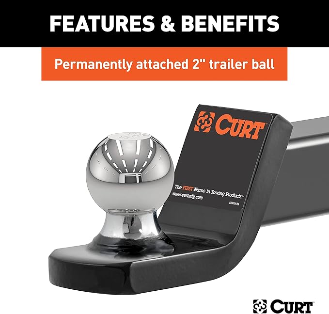 CURT 45134 Fusion Trailer Hitch Mount with 2-Inch Ball & Pin, Fits 2-In Receiver, 7,500 lbs, 2" Drop