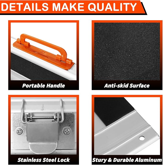 PENSUN Adjustable Aluminum Wheelchair Ramp, 4.5-8 FT Folding Non-Slip Aluminum Handicap Ramp, Non-Skid Portable Foldable Wheelchair Ramps for Home Steps, Stairs, Car, Curbs, Doorways