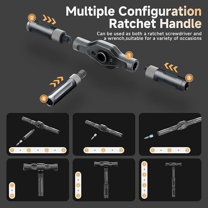 42 in 1 Magnetic Screwdriver Set, DIY Ratchet Screwdriver Set, Multi Bit Screw Drive with Storage Case, Portable Compact Repair Tool Kit for Gifts, Furniture, Computer, Bicycle - Orange