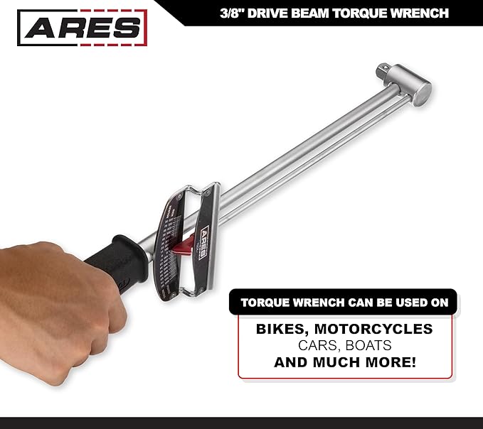 ARES 70214-3/8-inch Drive Beam Torque Wrench - 0-800 Inch/Pounds and 0-90 Newton/Meter Torque Wrench - High Visibility Markings for Easy Readings