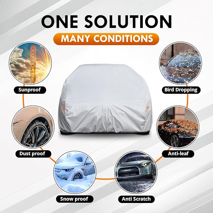 6 Layer Heavy Duty Car Cover Custom Fit for Cadillac Deville 1959-1984, Buick Electra 1959-1970 & 1977-1984, Waterproof All Weather Car Tarp Outdoor Protection with Cotton Lining