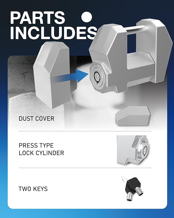 TOPICK Trailer Tongue Coupler Lock, Dia 1/4'', Extra Wide 1.2'' Span, Latch Lock for Wide Trailer Coupler, for RV, Truck, Boat Trailer Lock, Cyberpunk Futuristic Style