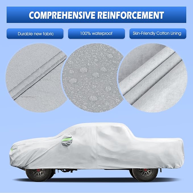 Car Cover Custom Fit for Toyota Tacoma 2005-2026, Migaven Waterproof Full Exterior Cover Sun Rain Protection with Door Zipper and Cotton Lining