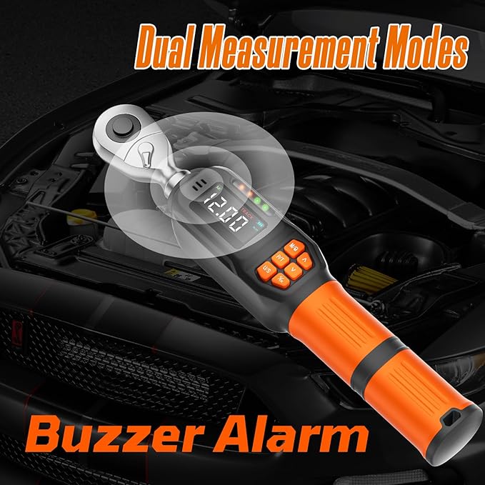 Digital Torque Wrench 0.44-8.8 Ft.lb/0.6-12 Nm, 1/4" Drive In lb Torque Wrench Set with Buzzer & LCD Indicator Electronic Rachet Torque Wrench for Bike Motor Car Auto Repair