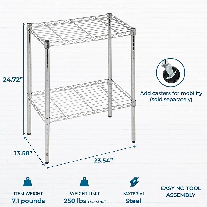 Honey-Can-Do 14x24x24 Shelving Unit CRM SHF-09374 Chrome, 500 lbs