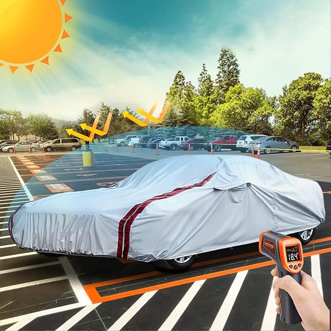 Waterproof Car Covers Replace for 2005–2013 Corvette C6, 6 Layers All Weather Custom-fit Car Cover with Zipper Door & 18 Ponit Windproof Bands for Snow Rain Dust Hail Protection