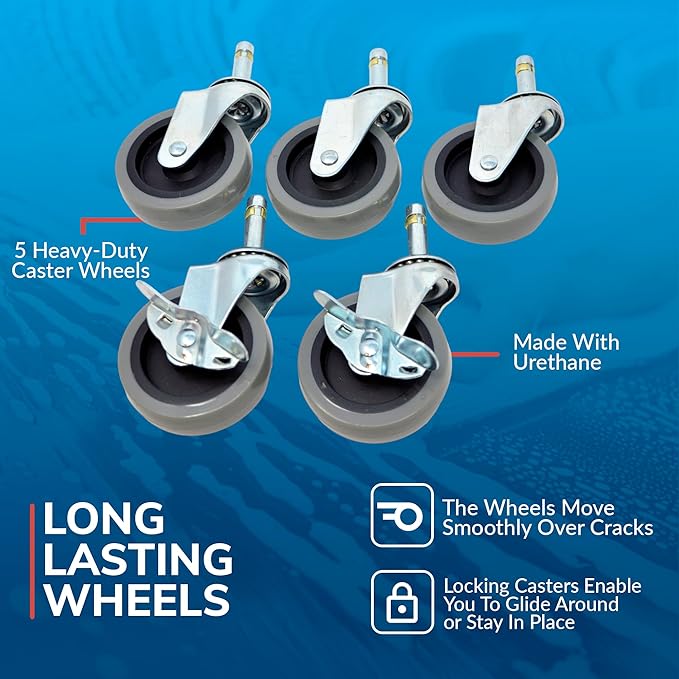 Grit Guard Bucket Dolly with Wheels - Rolling Detailing Wash Bucket with 5 Wheels and 2 Locking Casters Compatible with 2.5, 4, 5 and 6 Gallon Buckets (Black, 3" Grey Casters)
