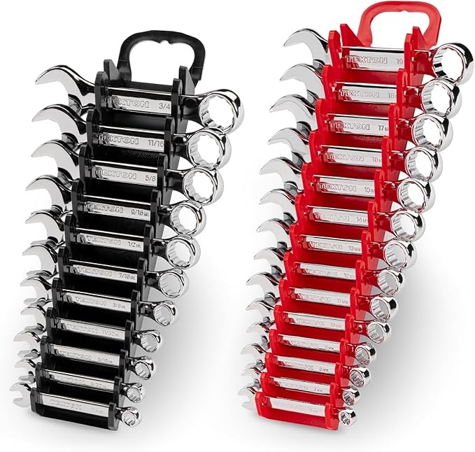 TEKTON Stubby Combination Wrench Set with Holders, 25-Piece (1/4-3/4 in., 6-19 mm) | WCB92403