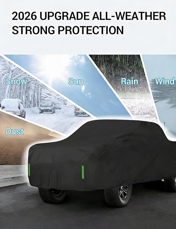 Proadsy 2026 Upgrade Car Cover for 2021-2025 2026 Ford Maverick, Waterproof All Weather for Automobiles, Windproof Snowproof Rain Hail Sun UV Protection Full Outdoor Indoor Exterior Car Covers, Black