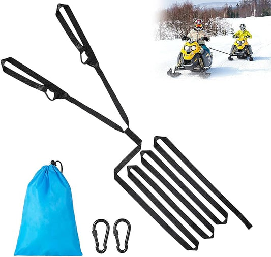 20ft Snowmobile Tow Straps, Heavy-Duty Tow Rope with Two Black Metal Hooks, Emergency Safety Tool Accessories Kit for Sled, Skidoo, ATV