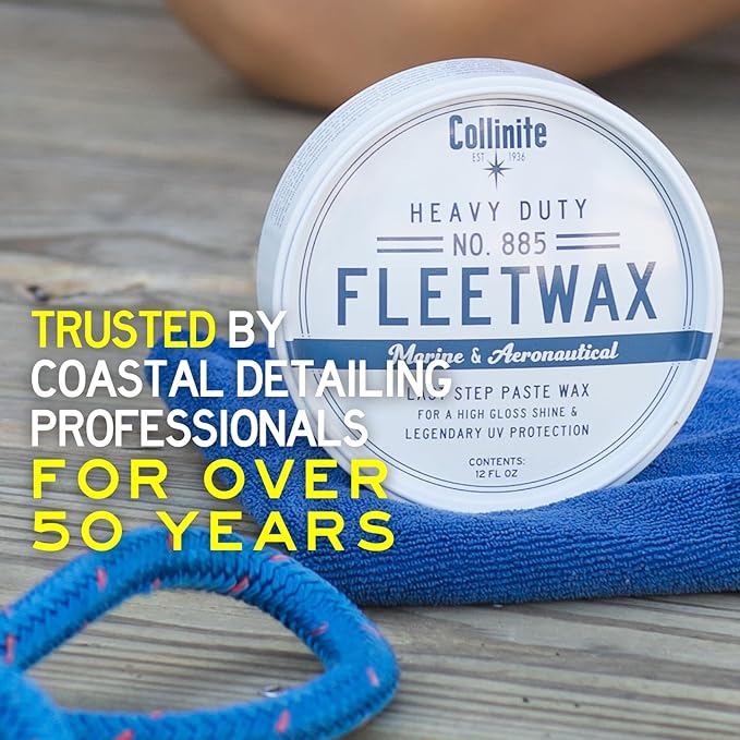 Collinite 885 Fleetwax-Marine & RV Heavy Duty Carnauba+Polymer Wax Sealant-Ultra Durable, Long-Lasting Fiberglass Protection. Provides High Gloss Shine + UV Protection + Prevents Oxidation 885 2 Pack