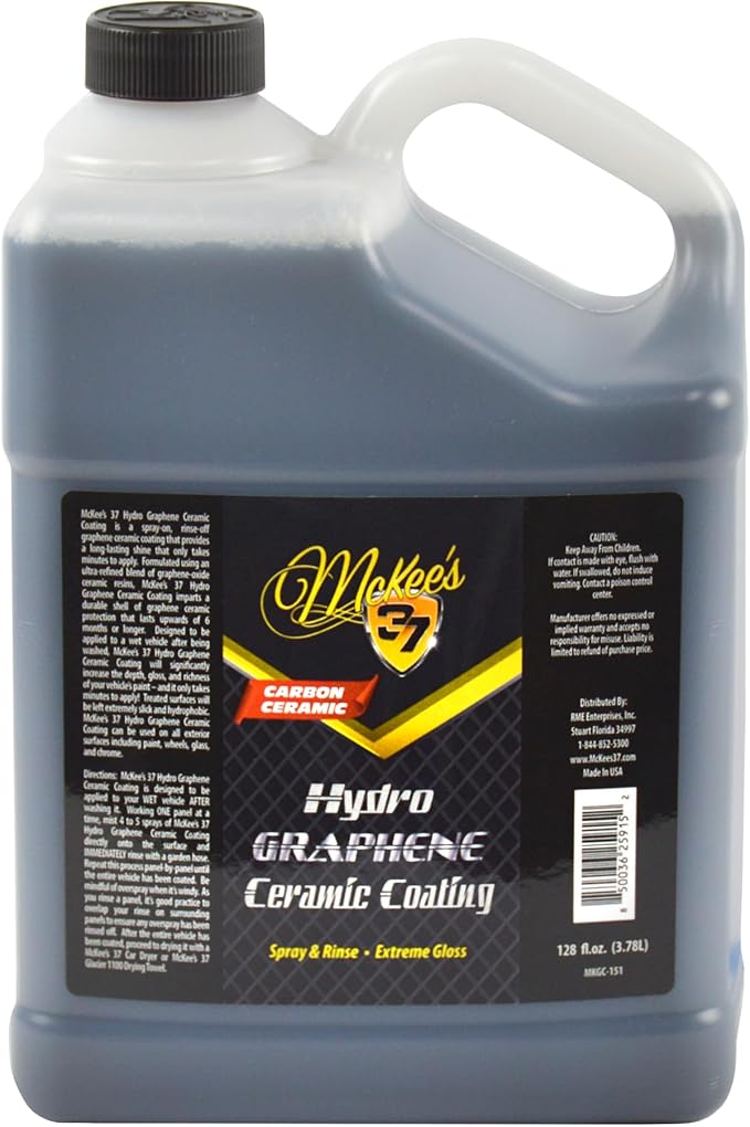 McKee's 37 - Hydro Graphene Ceramic Coating | Easy Spray On Ceramic Coating for Cars | Extreme Shine, Hydrophobic Protection & UV Resistance (128 oz)