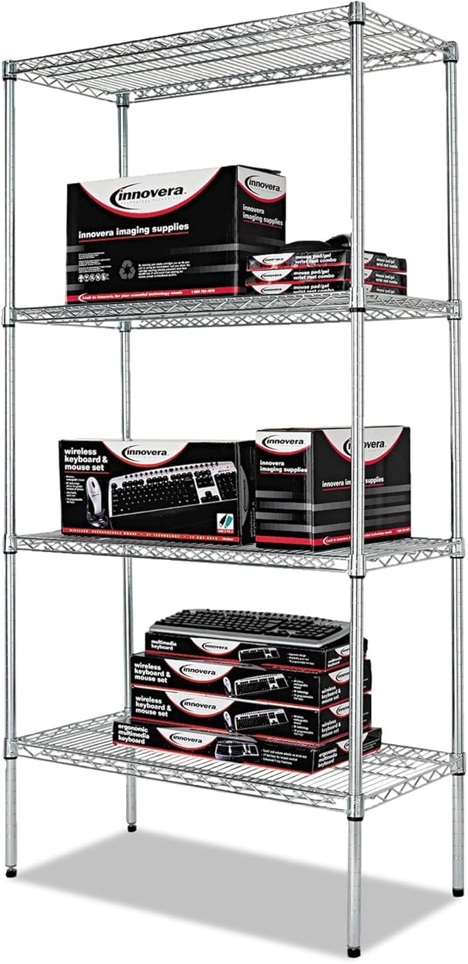 Alera NSF Certified Industrial Four-Shelf Wire Shelving Kit, 36w x 18d x 72h, Silver