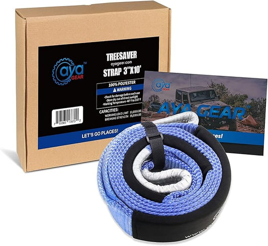Recovery Tow Straps 3" x 10' |Tree Saver Winch Strap|Heavy Duty 35,000lbs Break Strength |Triple Reinforced Loop End | Use for Emergency 4x4 Towing or Recovery Tow Rope
