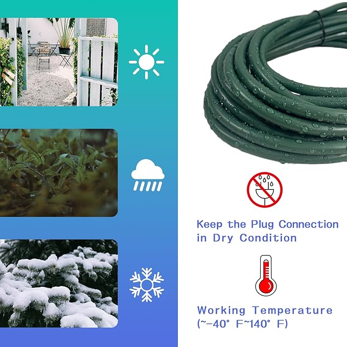 Indoor Outdoor Extension Cord 15 FT, 16/3 SJTW Weatherproof Green Electrical Cords, 13 AMP Heavy Duty 3 Prong Power Cable Great for Garden, Landscaping & Holiday Decorations