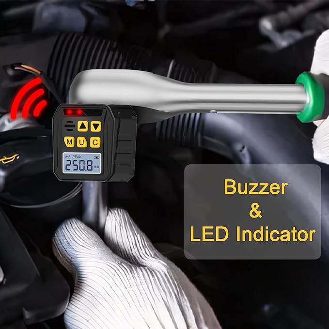 1/2” Drive Digital Torque Adapter, 12.54-250.8 Ft-lb/17-340 Nm Digital Torque Adapter Set with 3/8" and 1/4" Adapters, Buzzer & LED Flash Notification for Motorcycle Car Repair