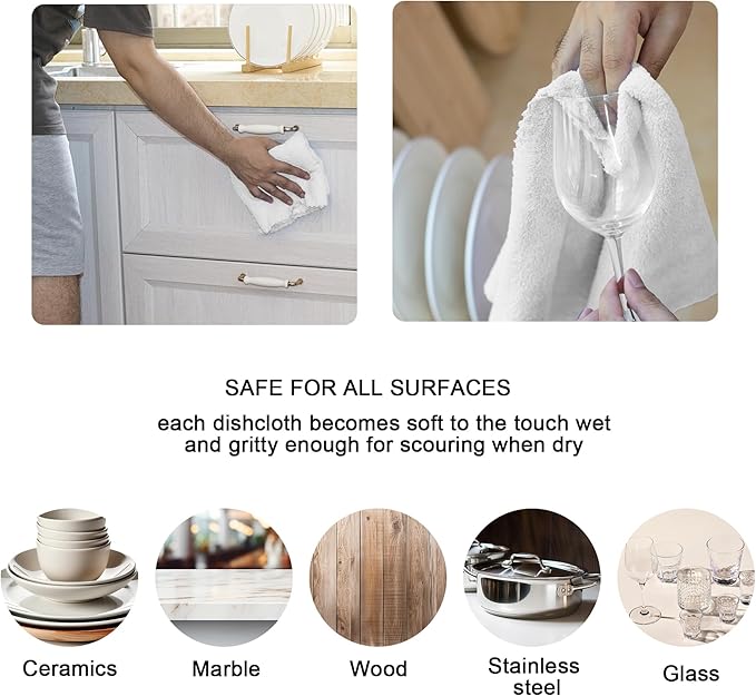 kimteny Kitchen Cloth Dish Towels, 13x28 Inches Premium Dishcloths, Super Absorbent Coral Velvet Microfiber Cleaning Cloths, Fast Drying Rags for Washing Dishes (13x28-12 Pack, White)
