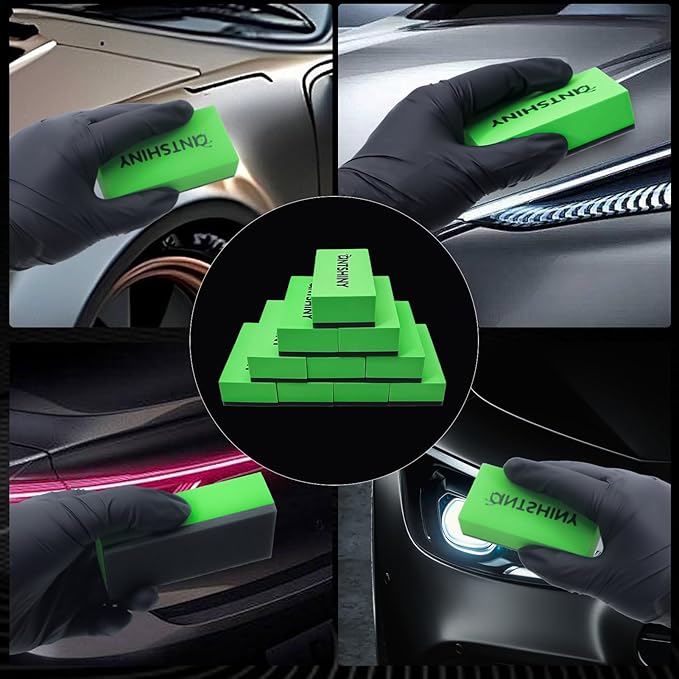 Ceramic Coating Applicator Sponges Block,Car Detailing Coat applicator Sponge Pads Kit,(10, Green)