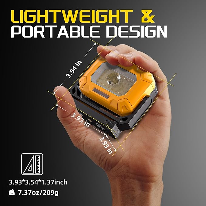 LED Work Light, 1500LM Magnetic Work Light with 360°Rotating Magnetic Stand & 15 Modes, 4000mAh Rechargeable Mechanic Light with Hook for Emergency Car Repairing, Father's Day Gift