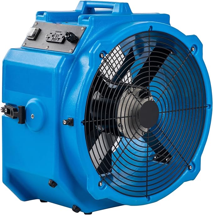 MOUNTO AM25AX 2-Speed 1/4 HP 4000 CFM 18-Inch Axial Fan Air Mover Blower with Roto-Mold Housing for Water Damage Restoration, Air Cooling, Ventilation, and Drying - Powerful Industrial Fan