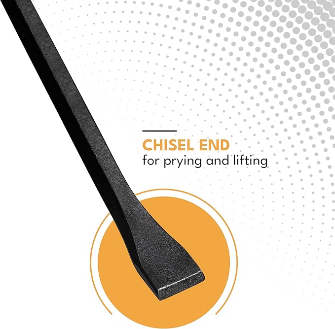 Olympia Tools 12" Wrecking Bar, Heavy Duty Pry Bar with Beveled Chisel End and Forged Carbon Steel for Prying, Lifting and Pulling Nails, 1 Count (Pack of 1)