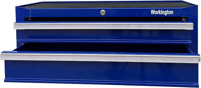 Workington Industrial 2 Drawers Portable Metal Intermediate Box, 26" Middle Tool Chest Cabinet with Ball Bearing Drawer Slides, Steel Tool Storage Box Organizer 4008 Blue