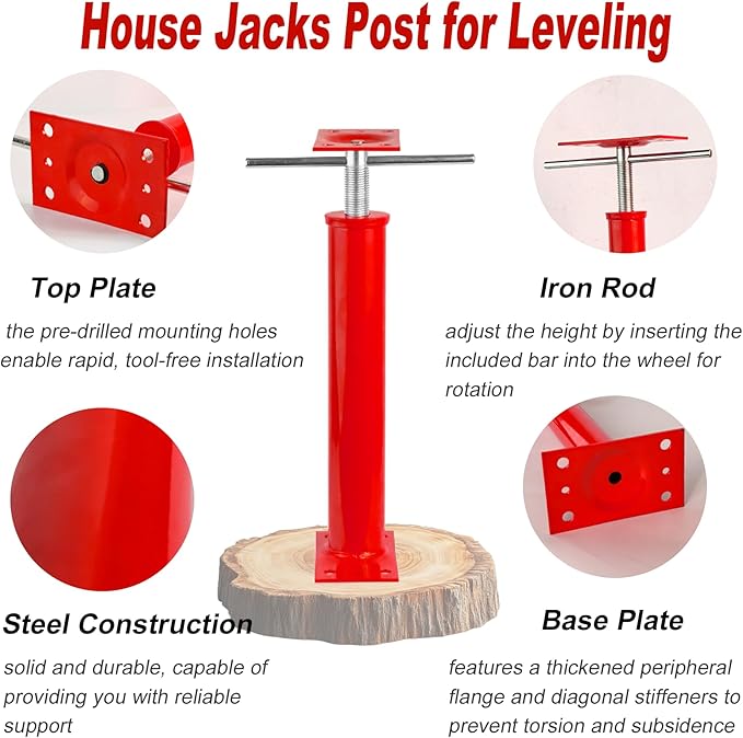 16"-21" Adjustable House Jack | 5-Ton Heavy Duty Floor Basement Jacks | House Floor Jacks Post for Beam Support, Crawl Space Shoring, Foundation Leveling & Structural Repair | Support Pole