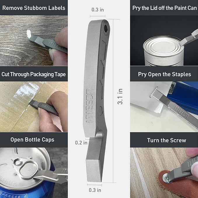 EDC Pry Bar Keychain Bottle Opener Compact Titanium Tool, Pocket sized and Multi functional